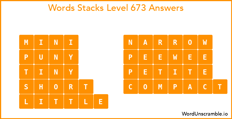 Word Stacks Level 673 Answers
