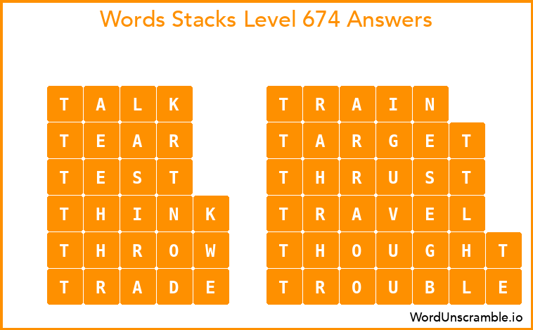 Word Stacks Level 674 Answers