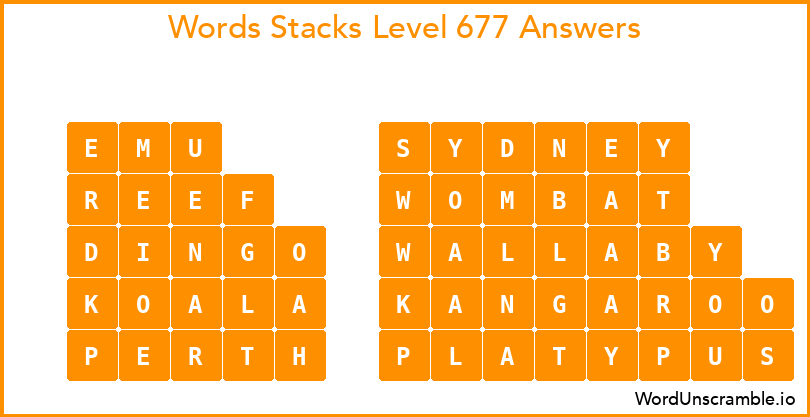 Word Stacks Level 677 Answers