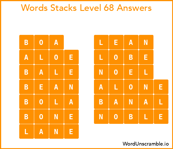 Word Stacks Level 68 Answers