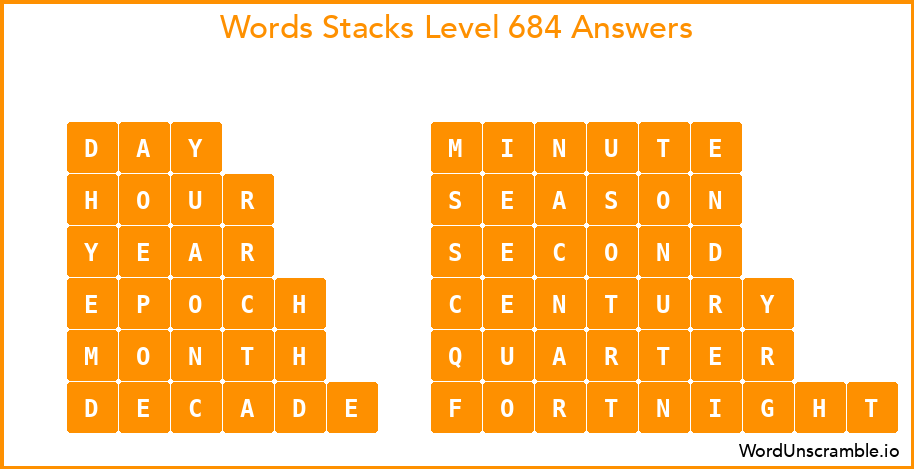 Word Stacks Level 684 Answers