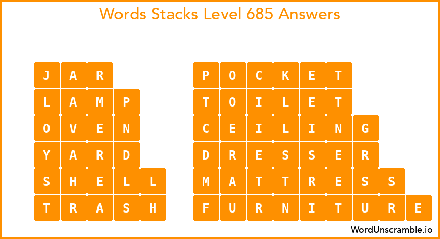 Word Stacks Level 685 Answers