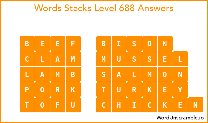 Word Stacks Level 688 Answers