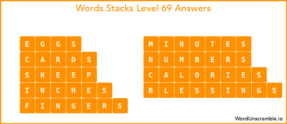 Word Stacks Level 69 Answers