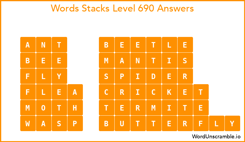 Word Stacks Level 690 Answers