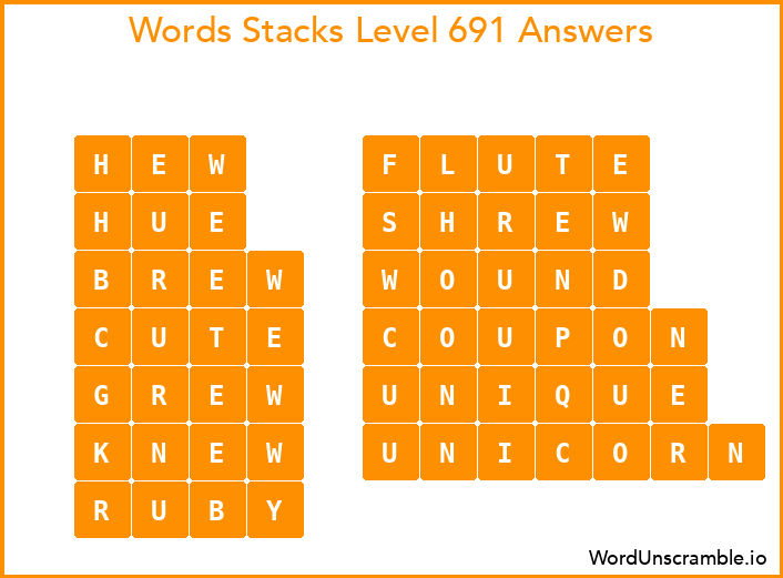 Word Stacks Level 691 Answers