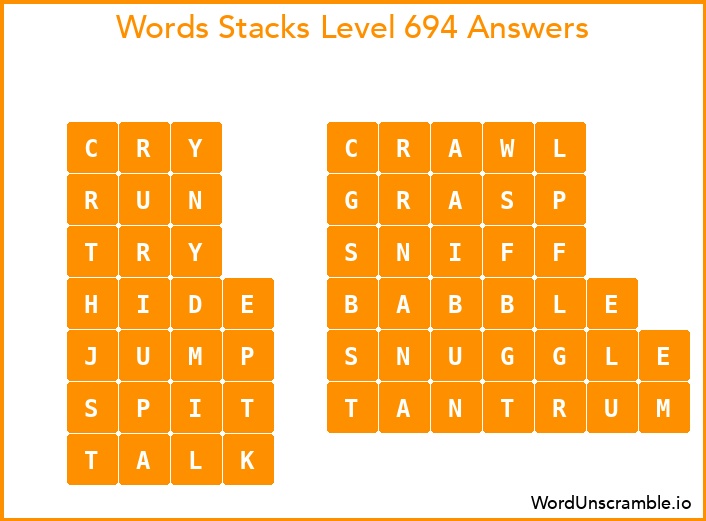 Word Stacks Level 694 Answers