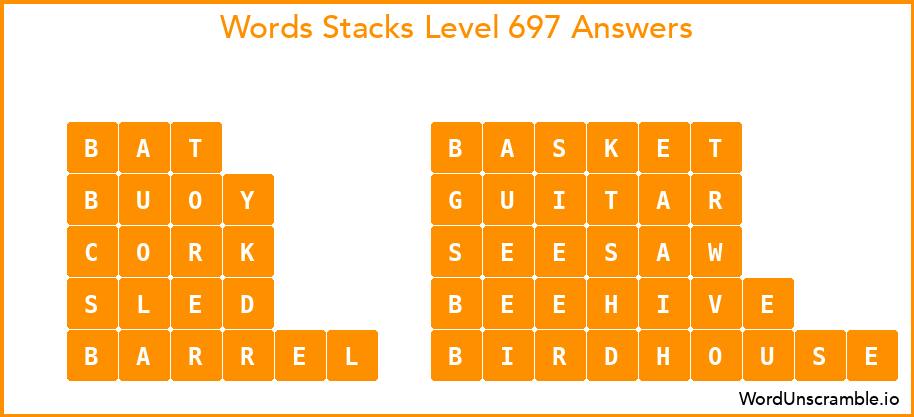 Word Stacks Level 697 Answers