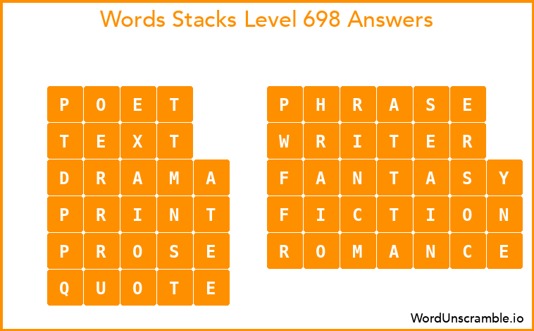 Word Stacks Level 698 Answers