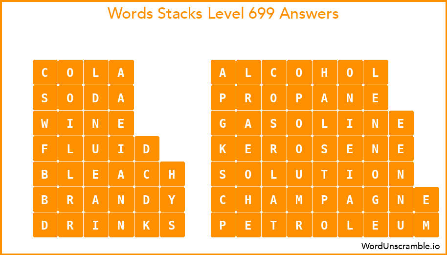 Word Stacks Level 699 Answers