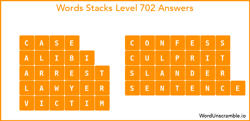 Word Stacks Level 702 Answers
