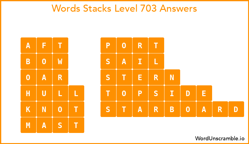 Word Stacks Level 703 Answers