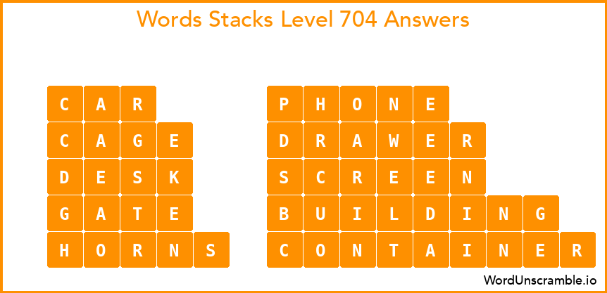 Word Stacks Level 704 Answers