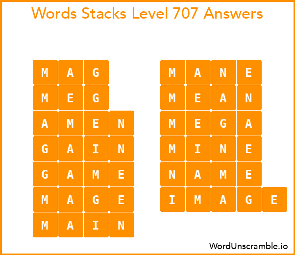 Word Stacks Level 707 Answers