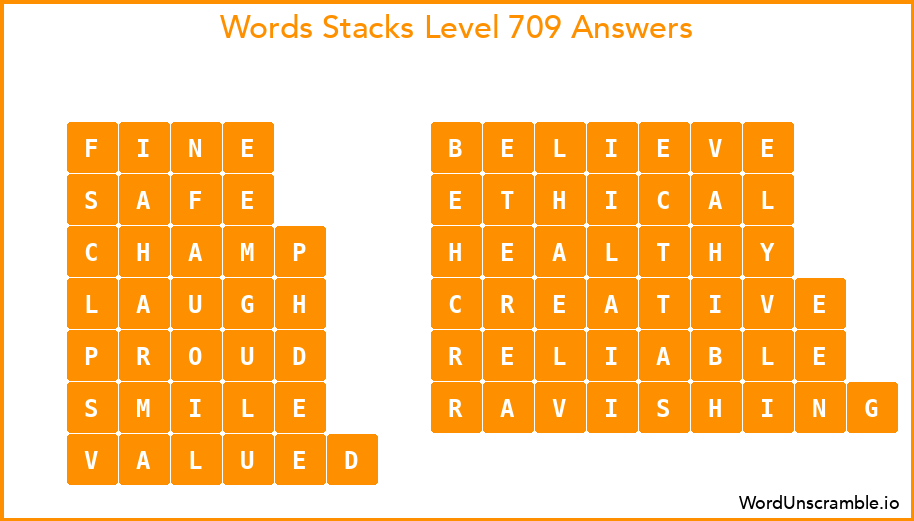 Word Stacks Level 709 Answers