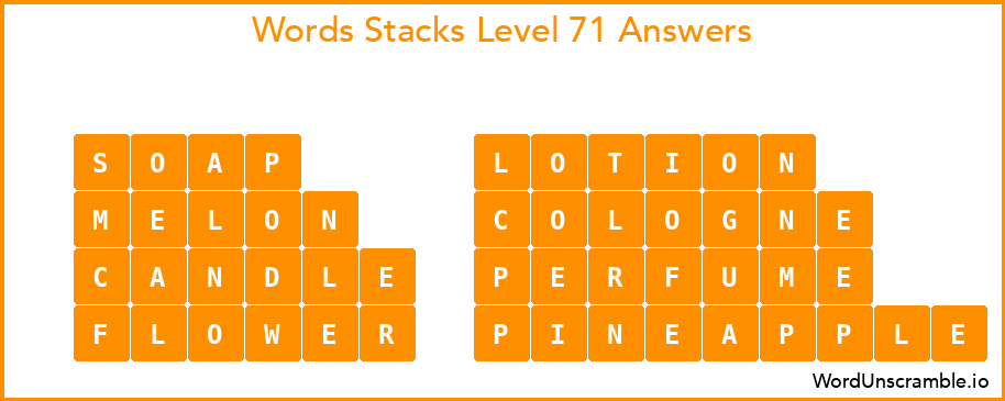 Word Stacks Level 71 Answers