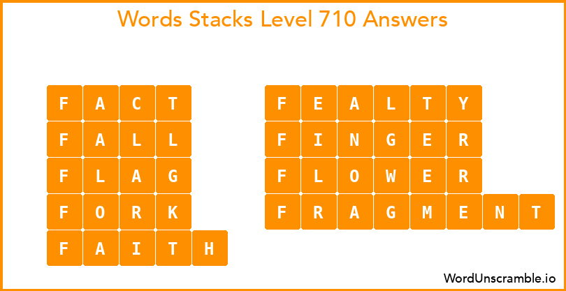 Word Stacks Level 710 Answers