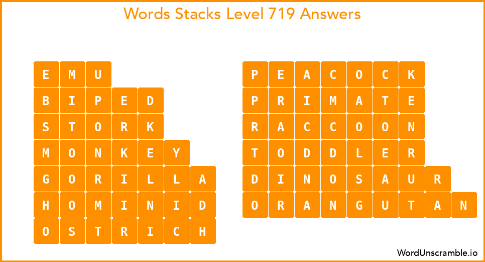 Word Stacks Level 719 Answers
