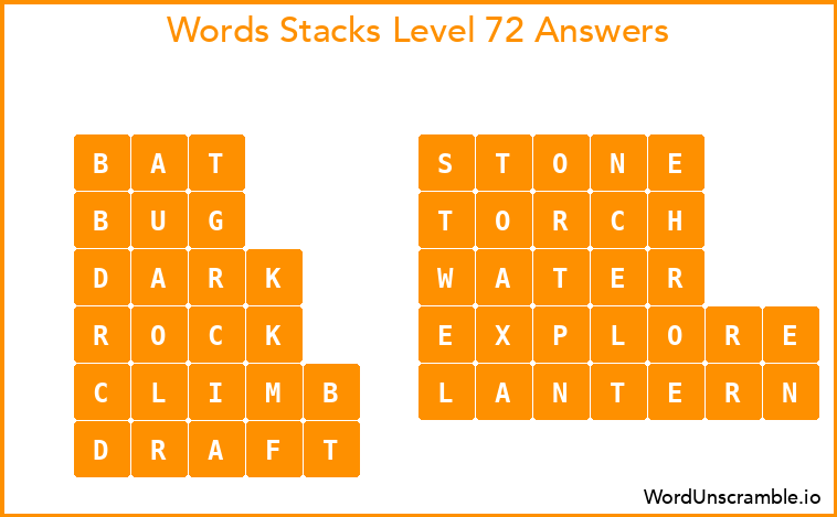 Word Stacks Level 72 Answers