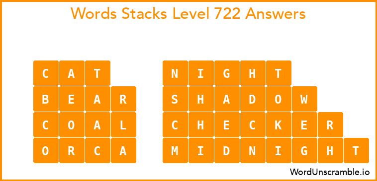Word Stacks Level 722 Answers