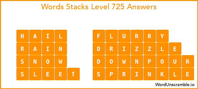 Word Stacks Level 725 Answers