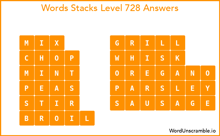 Word Stacks Level 728 Answers