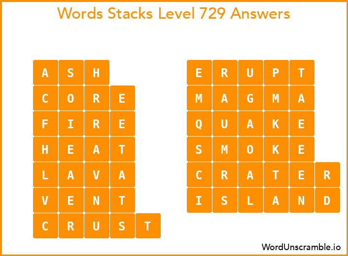Word Stacks Level 729 Answers