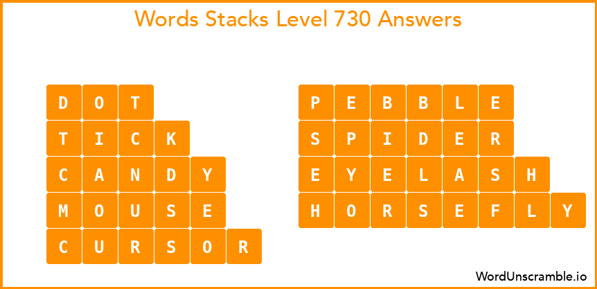 Word Stacks Level 730 Answers