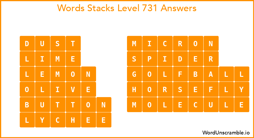 Word Stacks Level 731 Answers