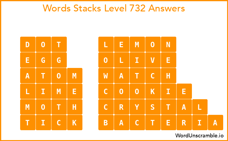 Word Stacks Level 732 Answers