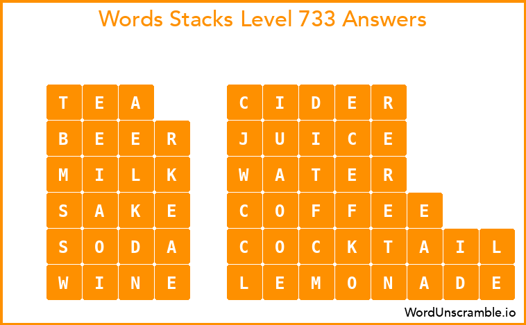 Word Stacks Level 733 Answers