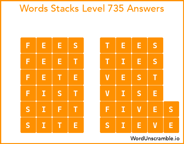 Word Stacks Level 735 Answers