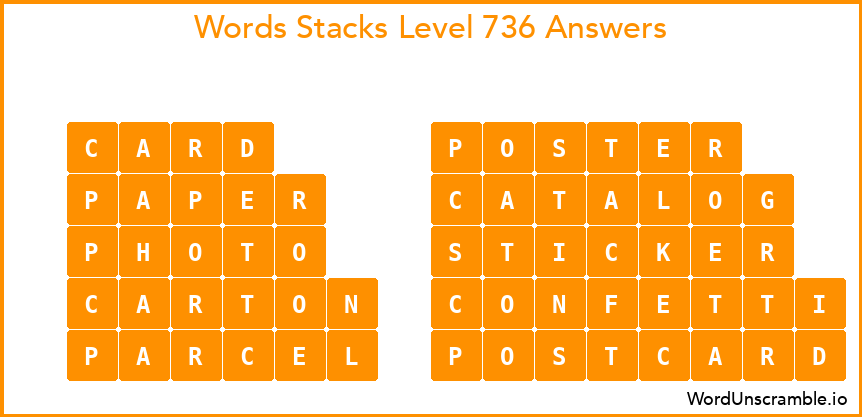 Word Stacks Level 736 Answers