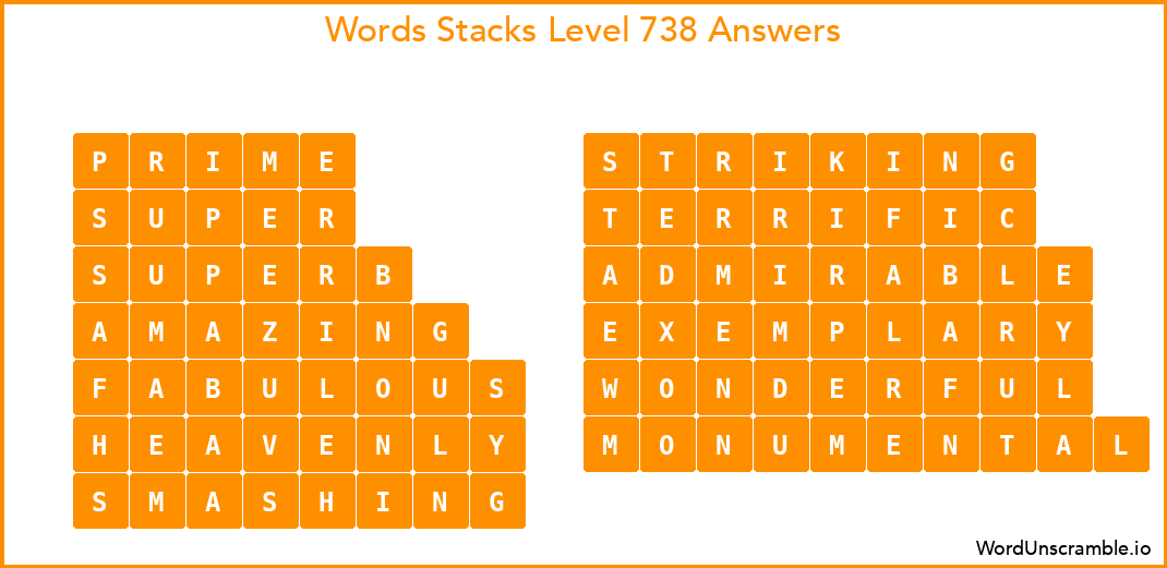 Word Stacks Level 738 Answers