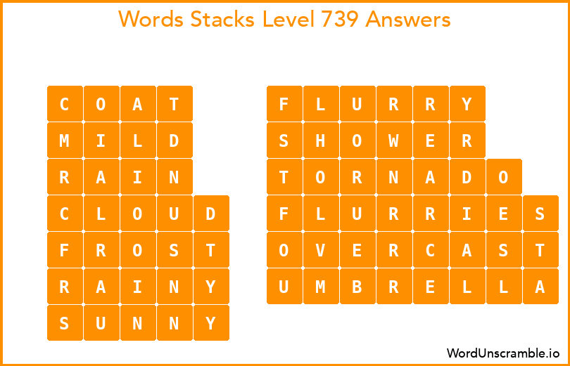 Word Stacks Level 739 Answers