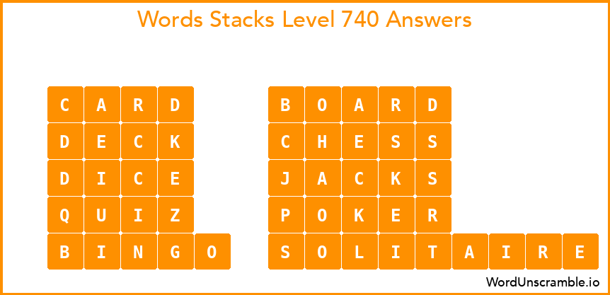 Word Stacks Level 740 Answers