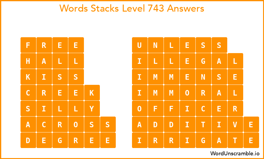 Word Stacks Level 743 Answers