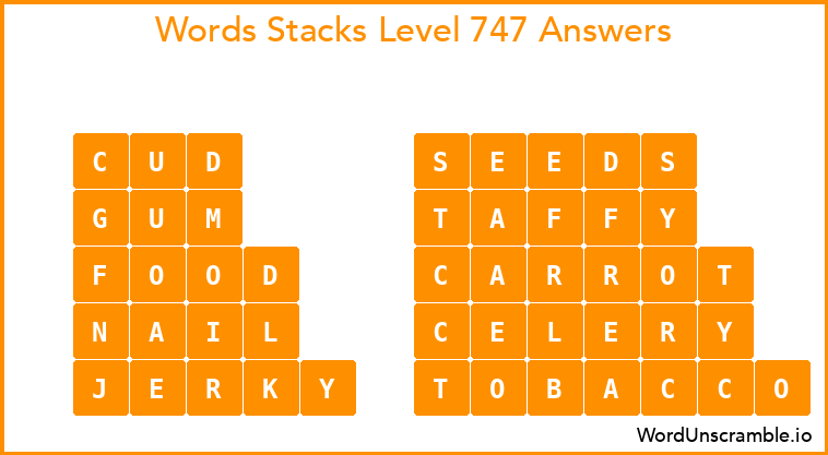 Word Stacks Level 747 Answers