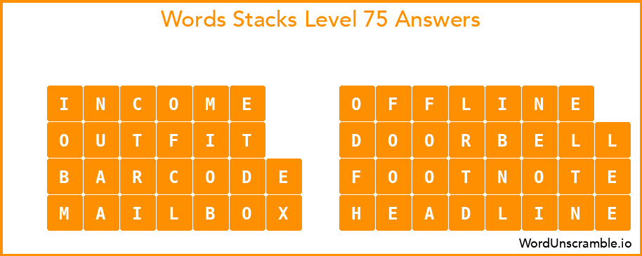 Word Stacks Level 75 Answers