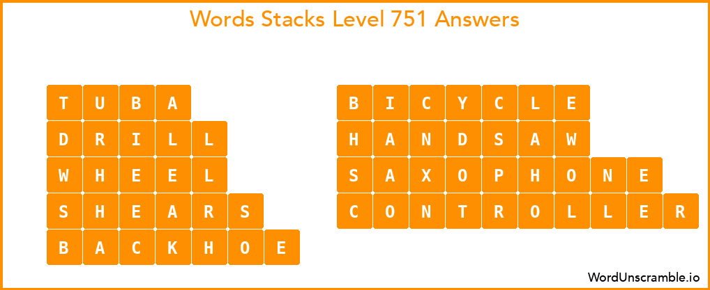 Word Stacks Level 751 Answers