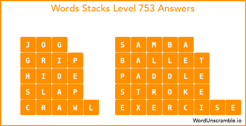 Word Stacks Level 753 Answers