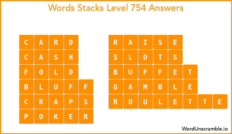 Word Stacks Level 754 Answers