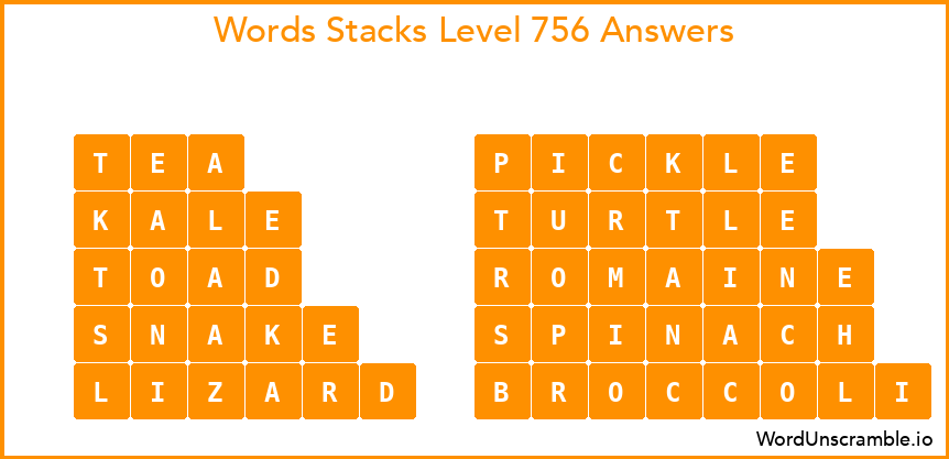 Word Stacks Level 756 Answers