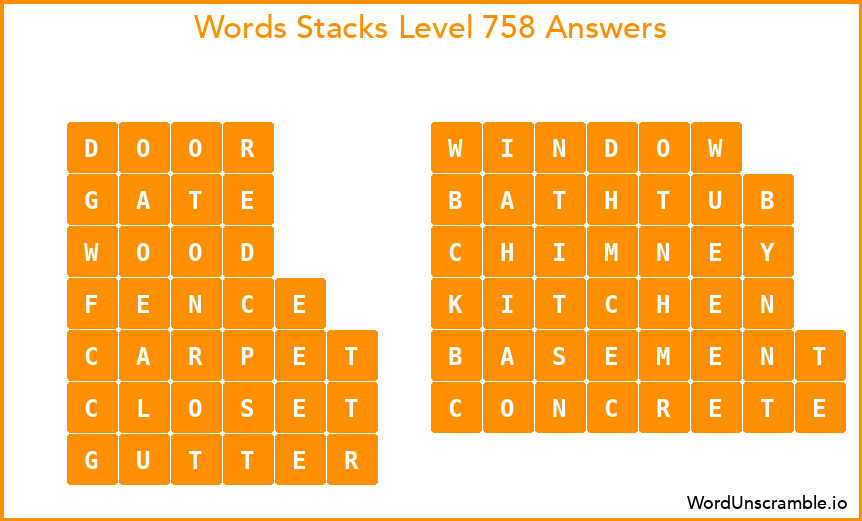 Word Stacks Level 758 Answers