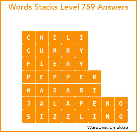 Word Stacks Level 759 Answers