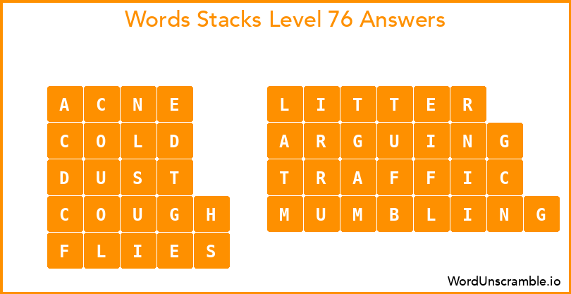 Word Stacks Level 76 Answers
