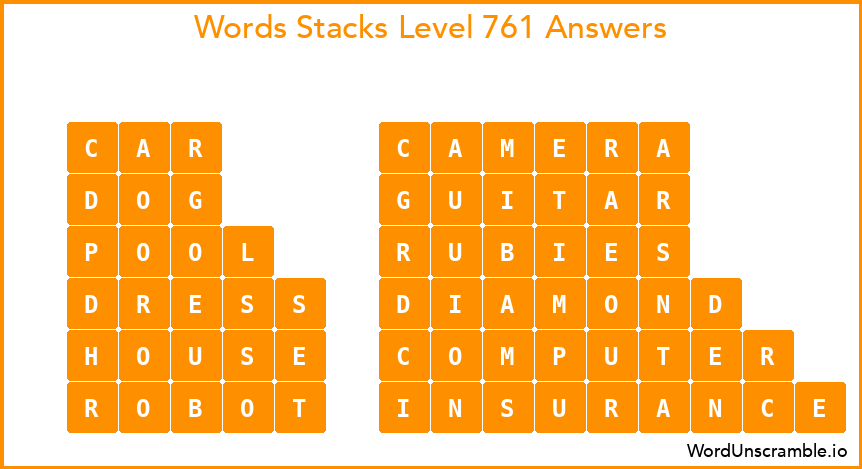Word Stacks Level 761 Answers