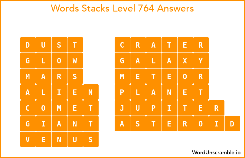 Word Stacks Level 764 Answers