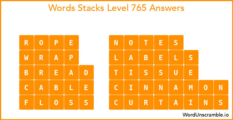 Word Stacks Level 765 Answers