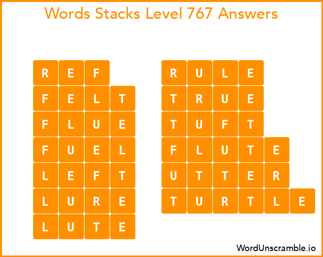 Word Stacks Level 767 Answers